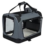 EUGAD 0112HT Hundebox faltbar Hundetransportbox Auto Transportbox Reisebox Katzenbox Grau 60 x 42 x 42 cm